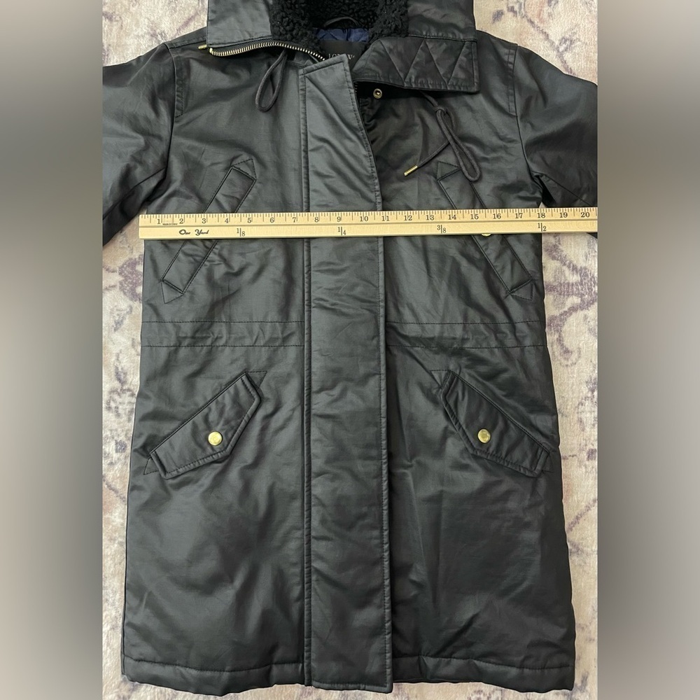 J. Crew Perfect Winter Parka PrimaLoft Black Size XXSP Petite - Picture 11 of 12